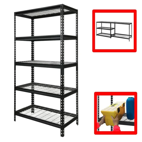 Heavy-duty 5-Level Boltless Rivet Steel Shelving Rack